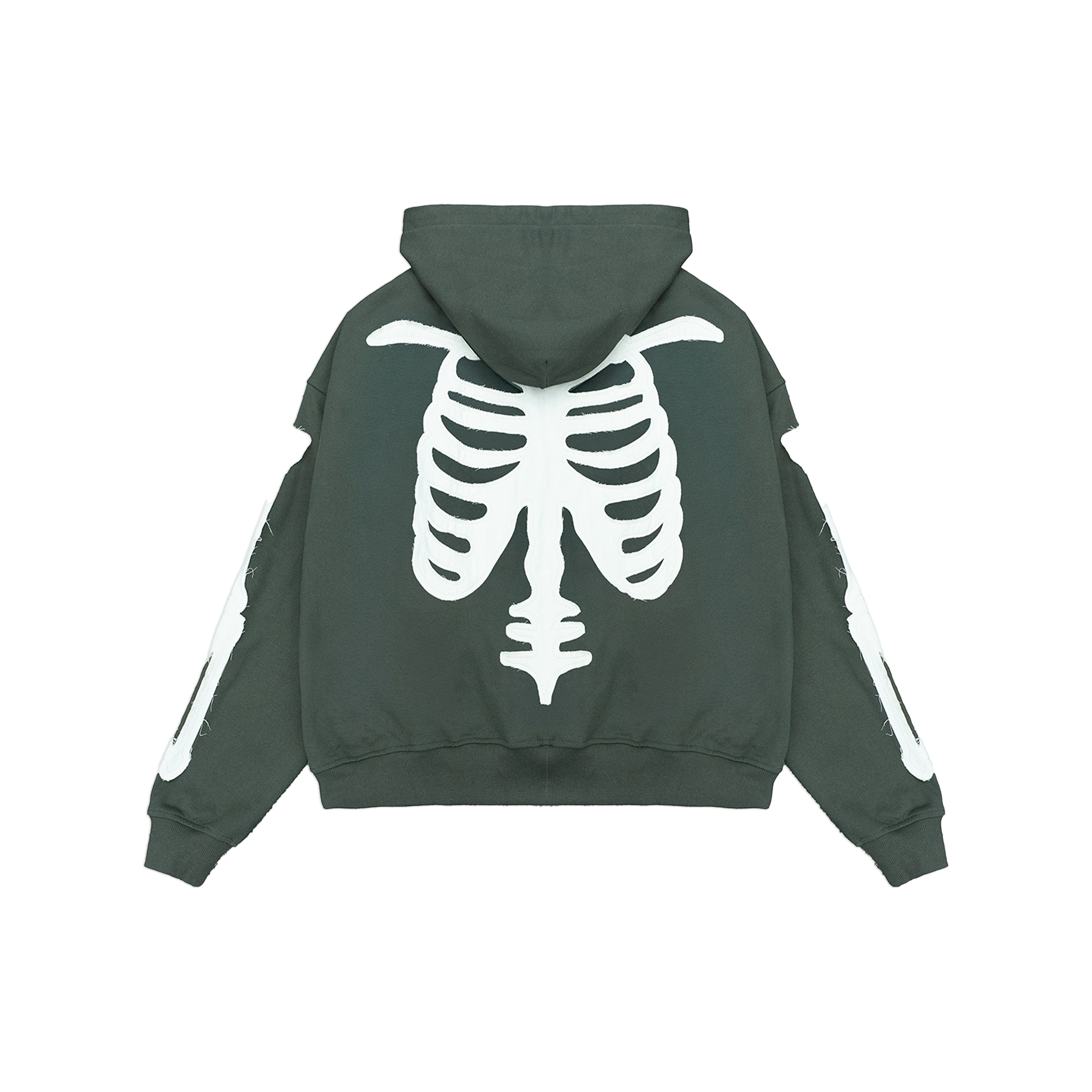 Tribute Dark Olive Skeleton Zip-Up Hoodie (Multiple Sizes