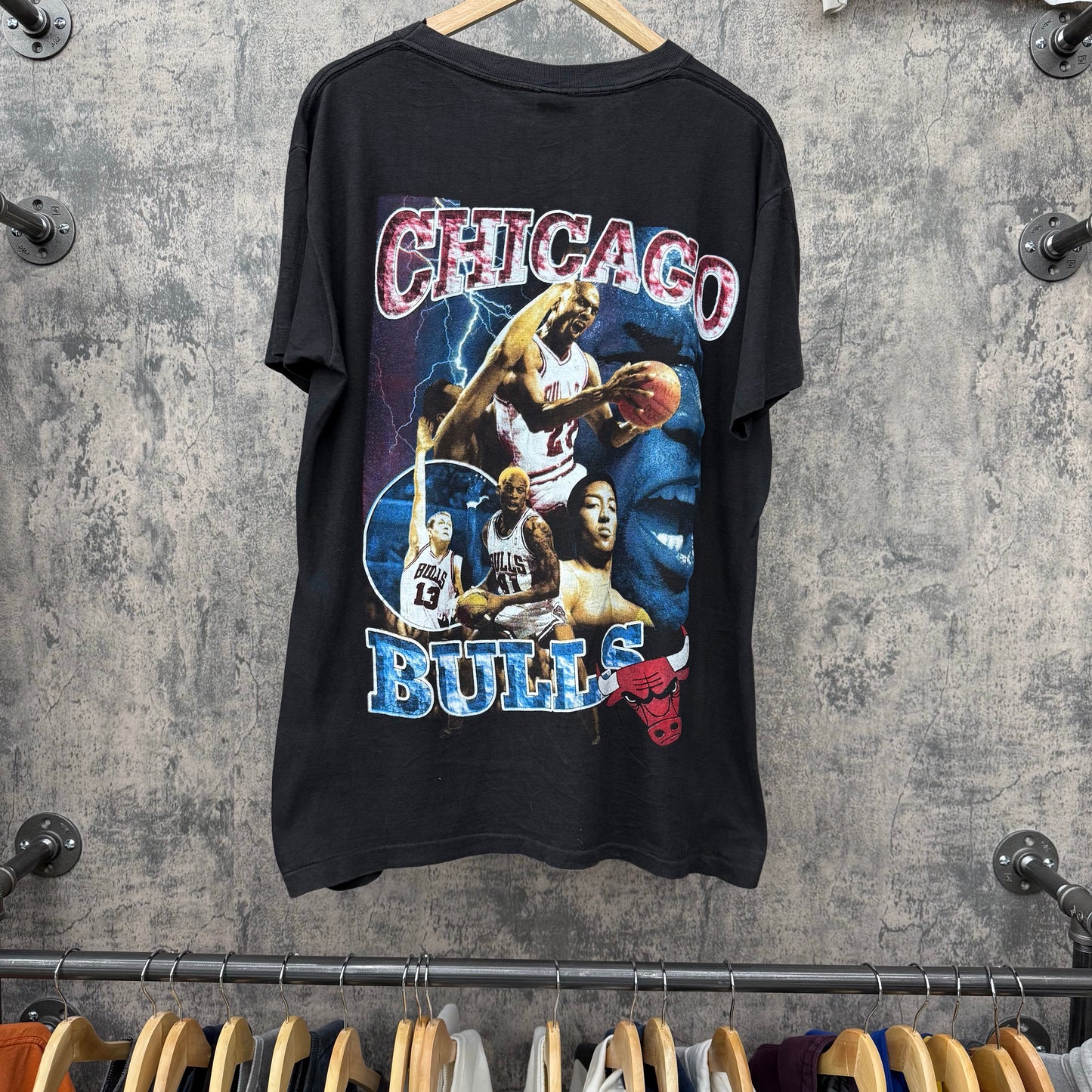 90s Jordan Bulls Rap Tee Lightning Back hit SZ XL