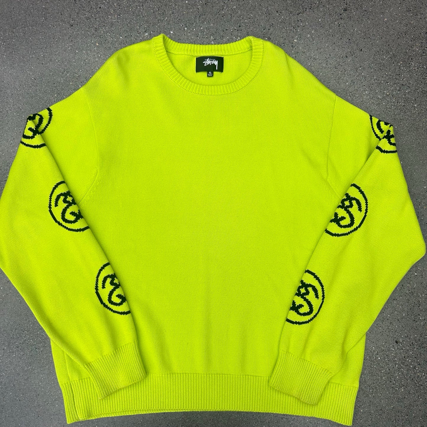 Stussy Lime Green Sweater SZ XL
