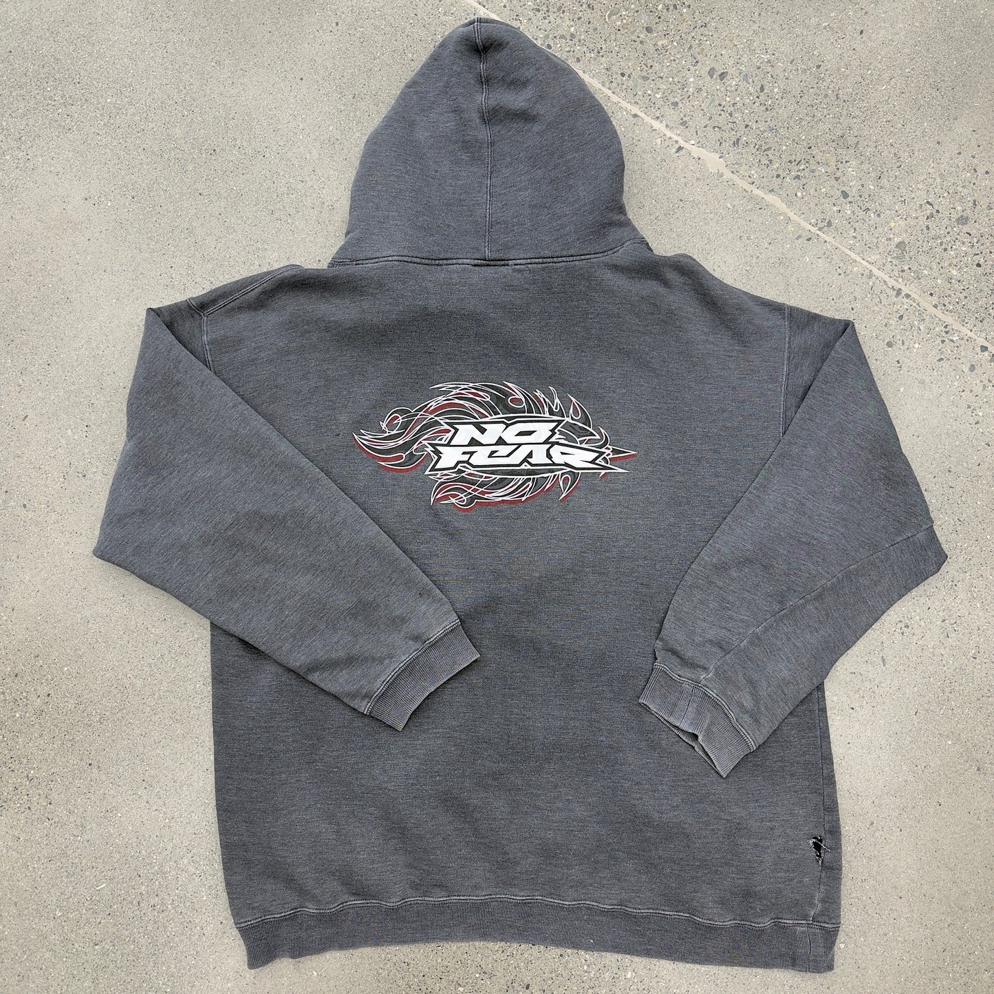 Y2K No Fear Center Logo Skate Grey Hoodie SZ 2XL