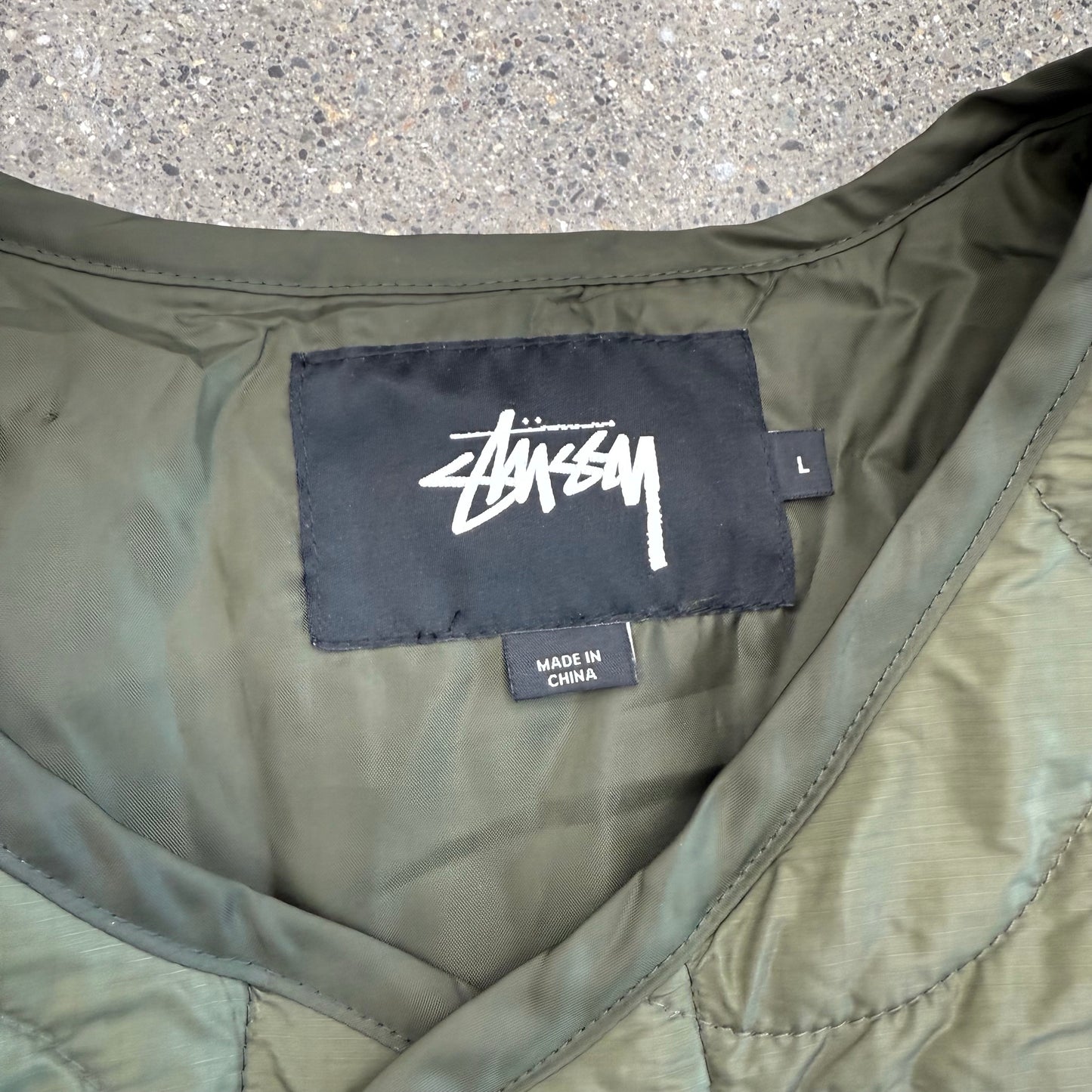 Stussy Quilted Liner Olive Green SZ L