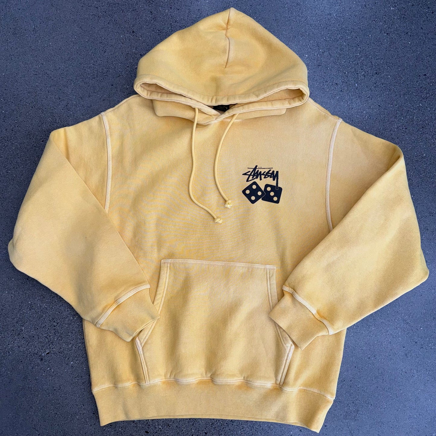 Stussy Dice Hoodie Pigment Dyed Yellow SZ L