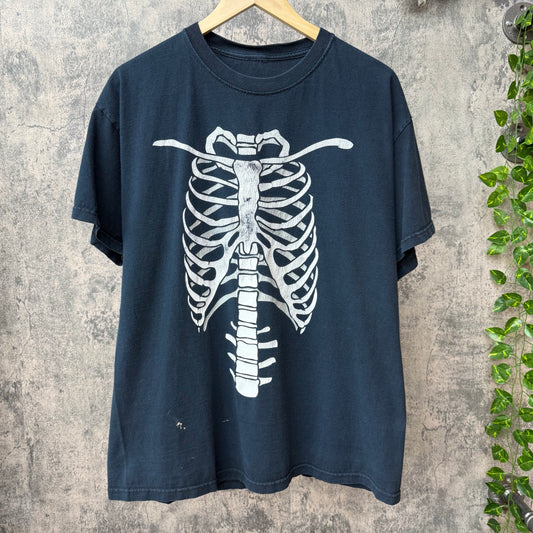 Y2K Skeleton Ribs Tee SZ M
