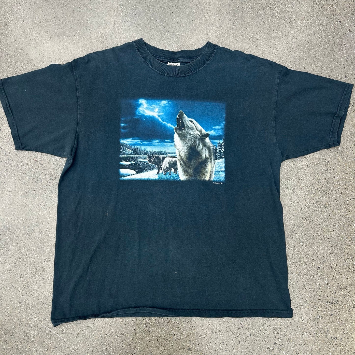 Vintage Wolves Nature Tee Anvil Red Bar SZ XL