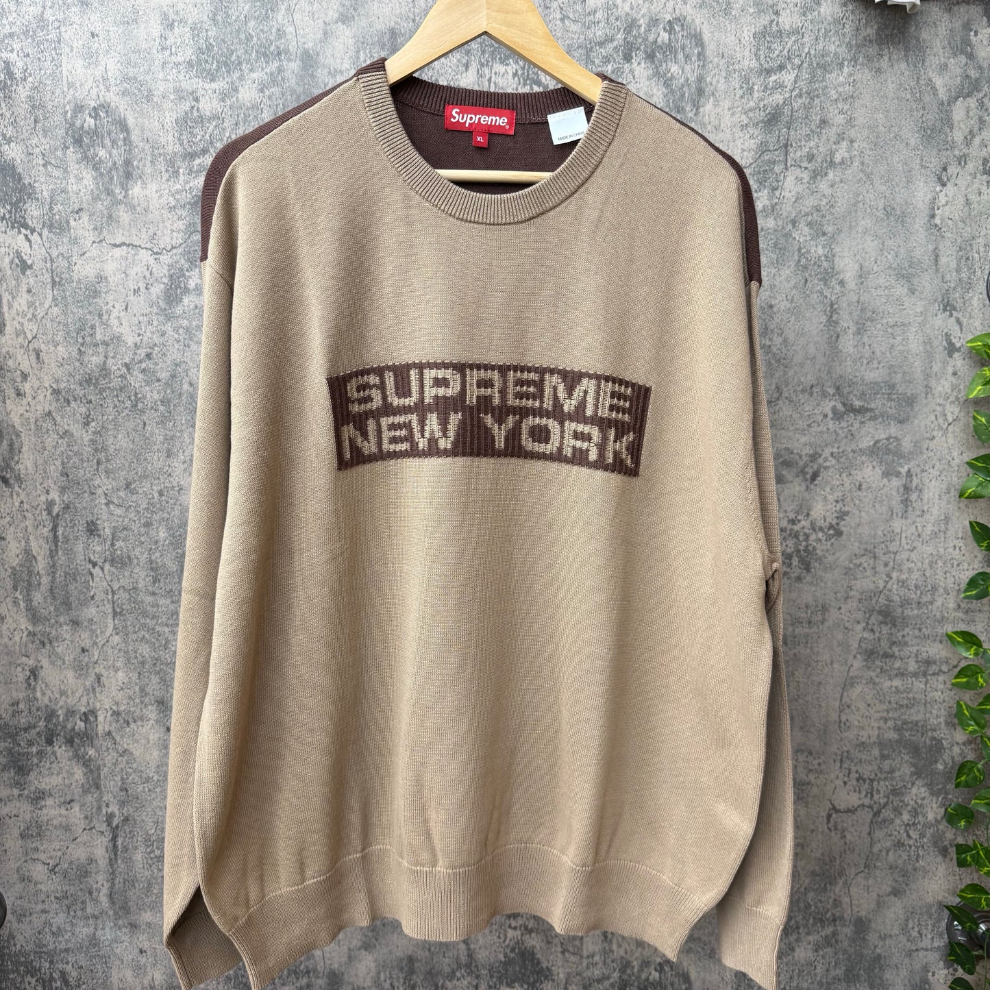 Supreme 2-Tone Sweater Dark Brown SZ XL (NEW)