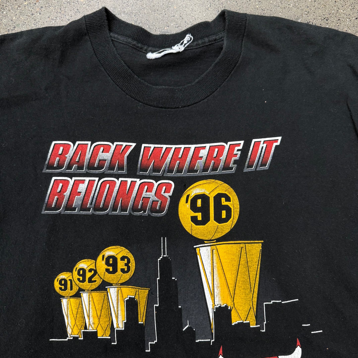 1996 NBA Champs Chicago Bulls Back Where It Belongs SZ XL