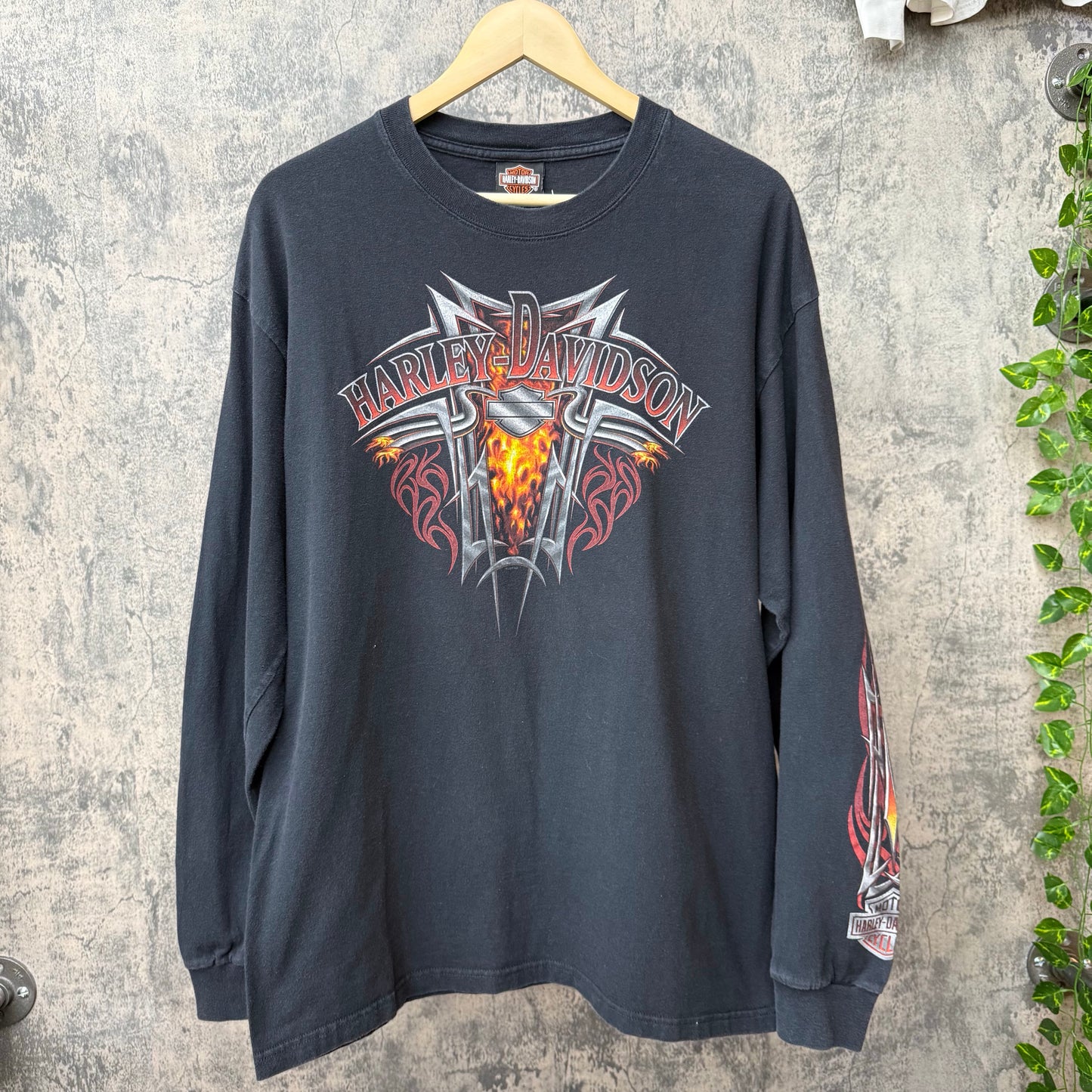 Harley L/S Flame Sleeve W/ Eagle Back SZ Large