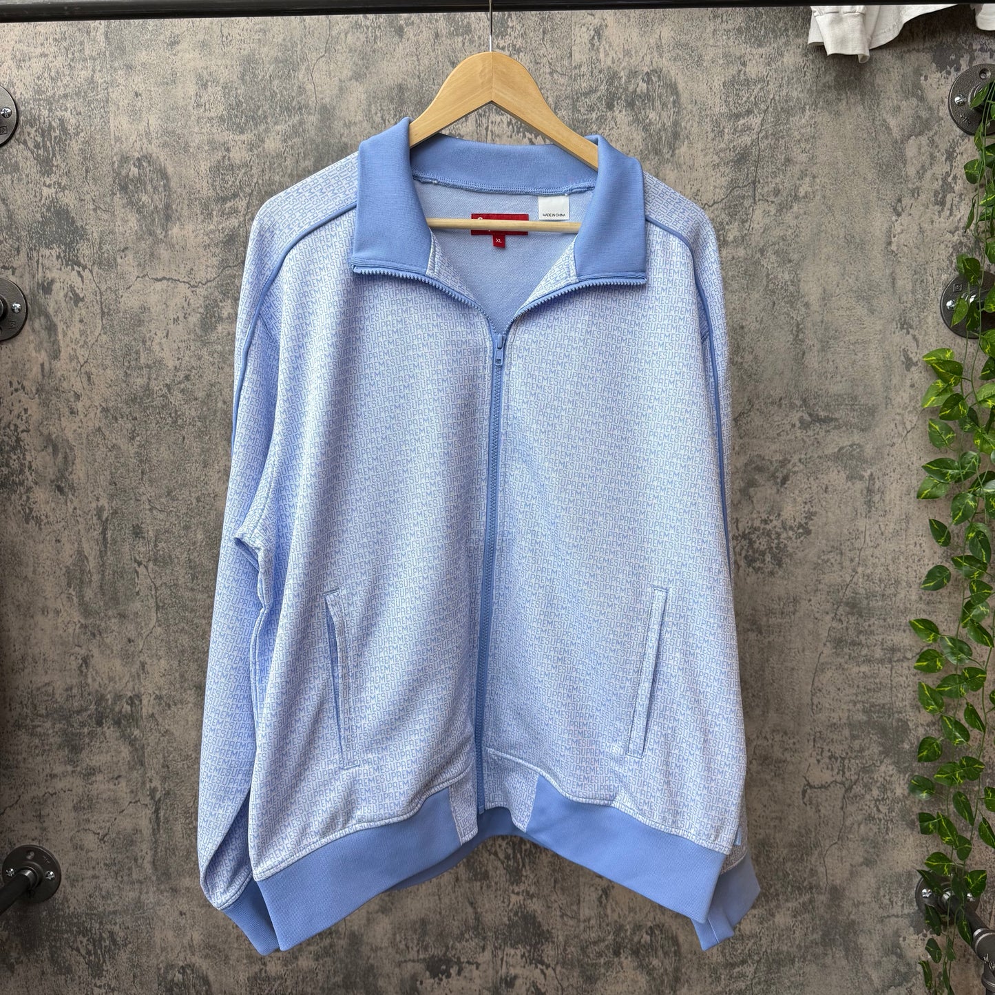 Supreme Repeat Logo Baby Blue Track Jacket SZ XL (NEW)