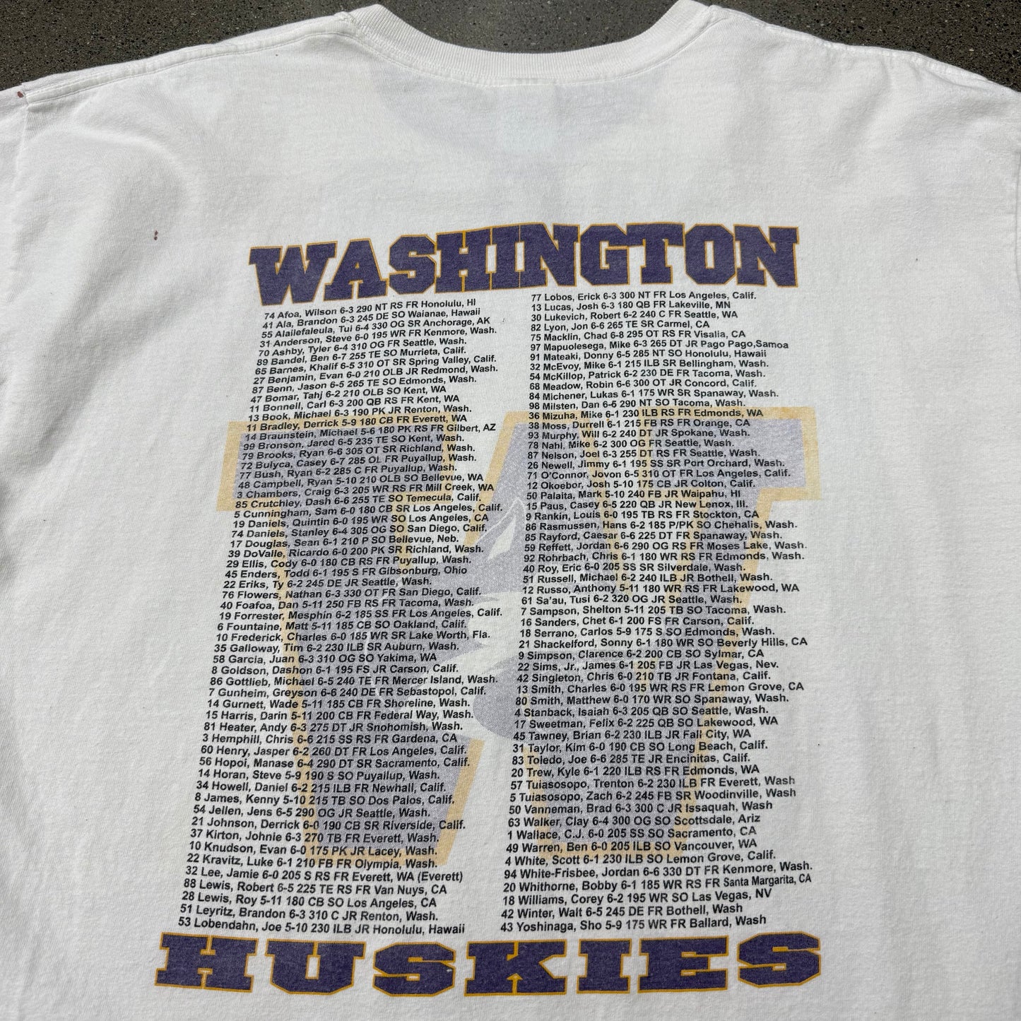 2004 Pac-10 Huskies White Tee SZ XL