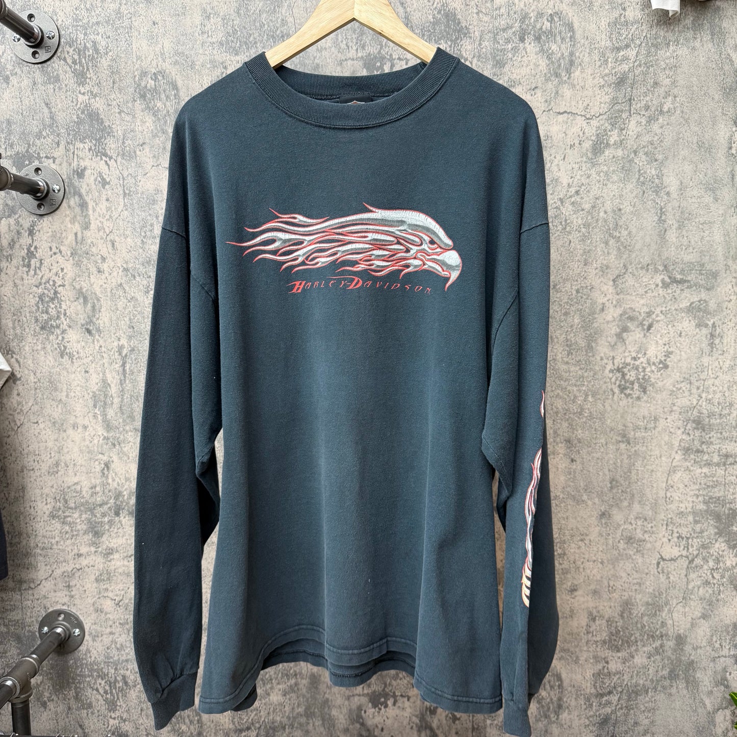 Harley L/S Chrome Eagle W/ Chrome Flame Sleeves SZ XL