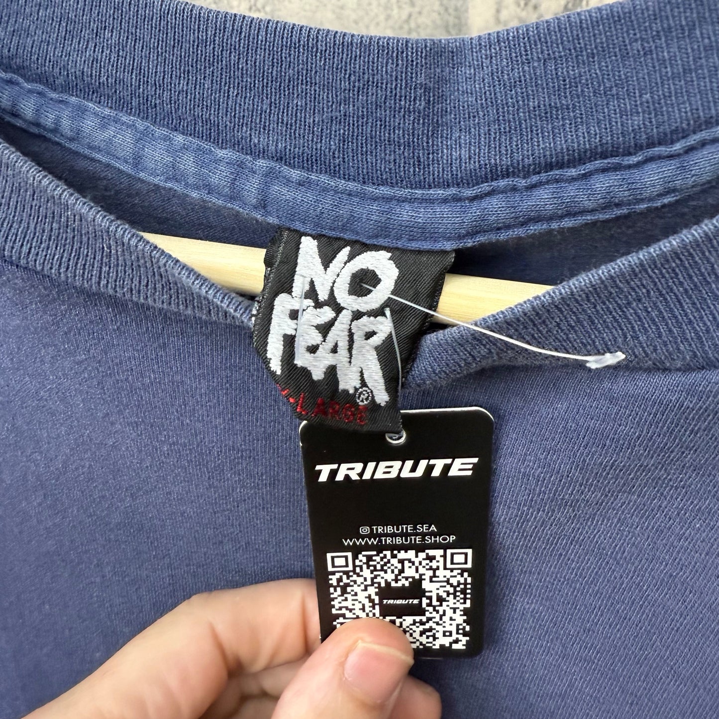 90s No Fear Faded Navy Blue Tee SZ XL