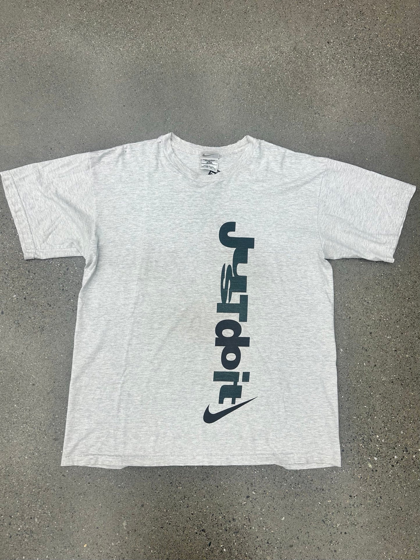 Early 90s Big Swoosh Back Hit Nike Just do it Grey Tee SZ L
