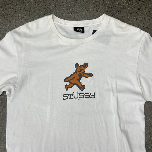 Stussy Bear White Tee SZ M