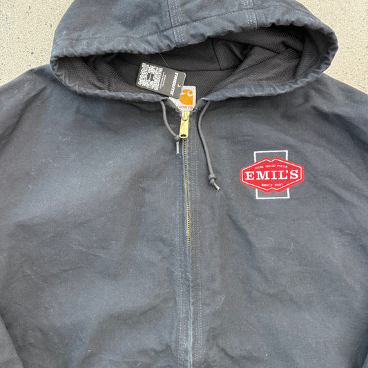 Carhartt Black Hooded Jacket Emilz Pizza SZ 3XL