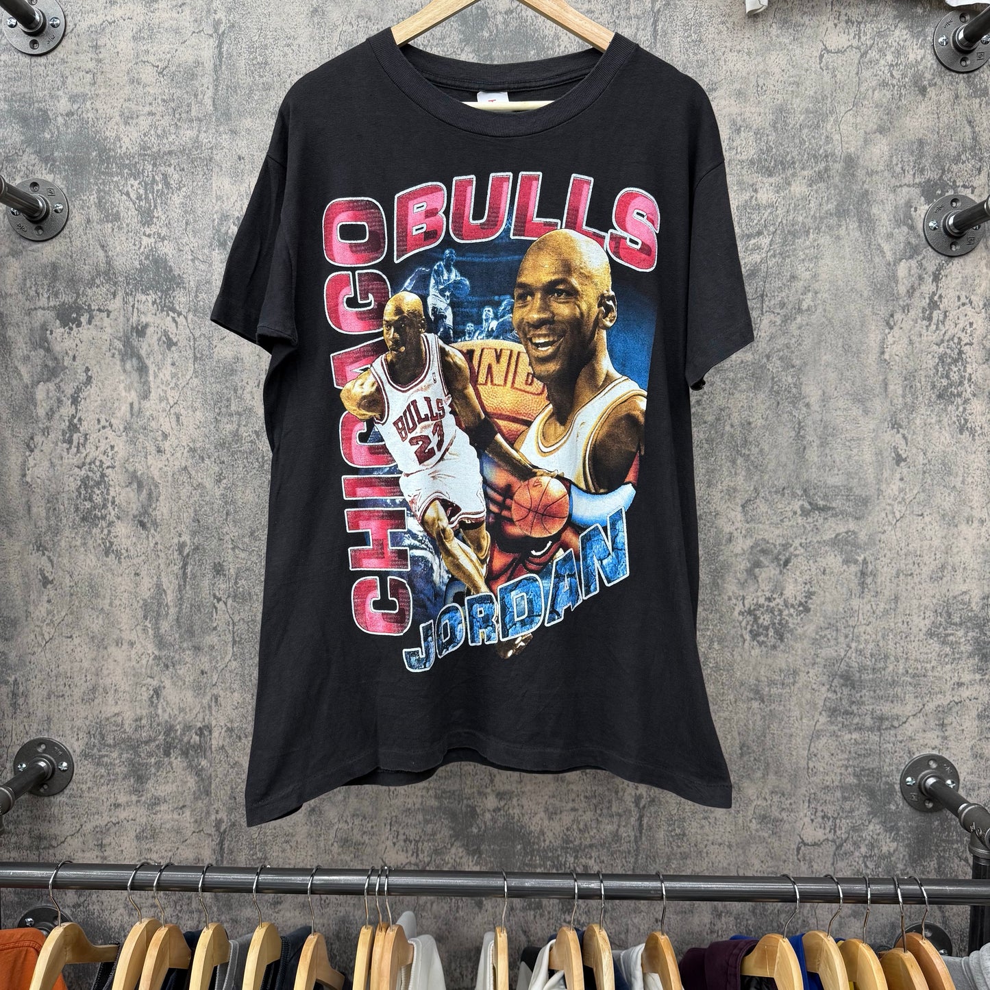 90s Jordan Bulls Rap Tee Lightning Back hit SZ XL