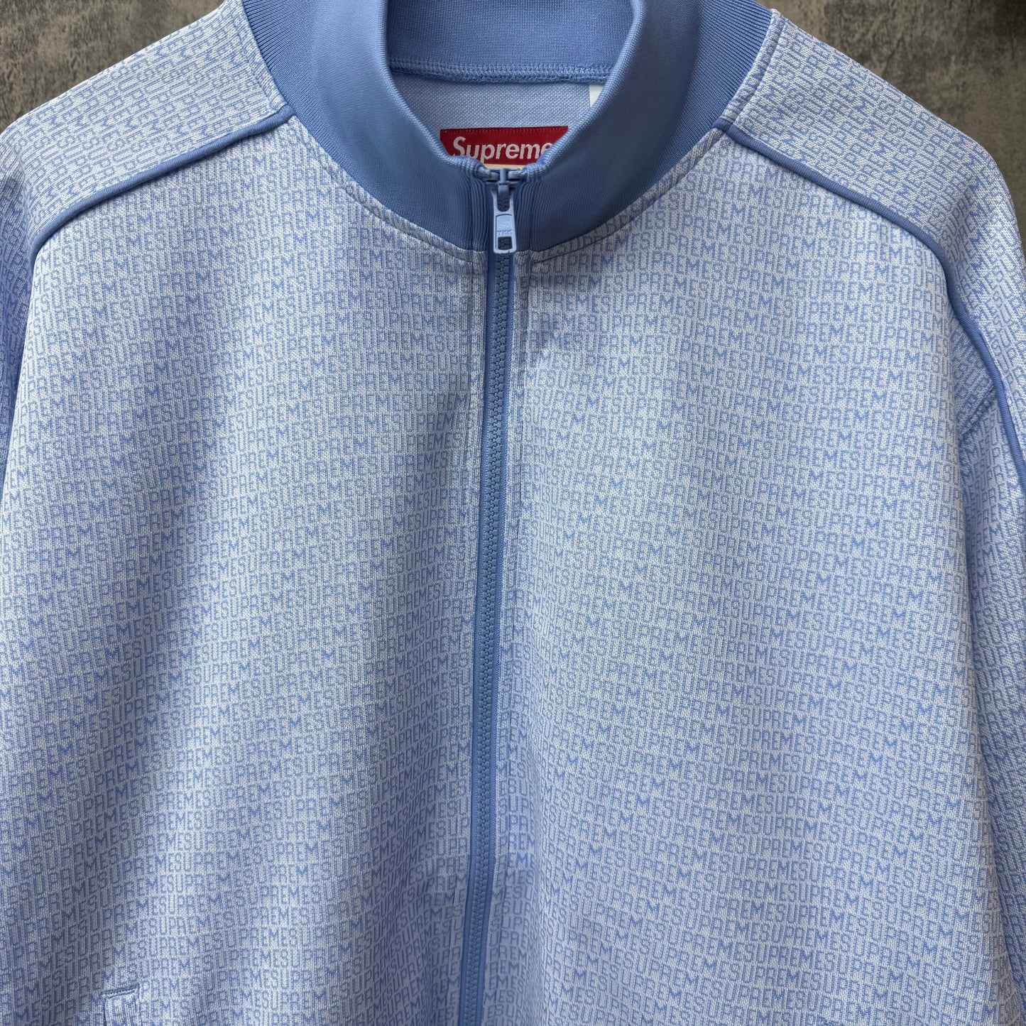 Supreme Repeat Logo Baby Blue Track Jacket SZ XL (NEW)