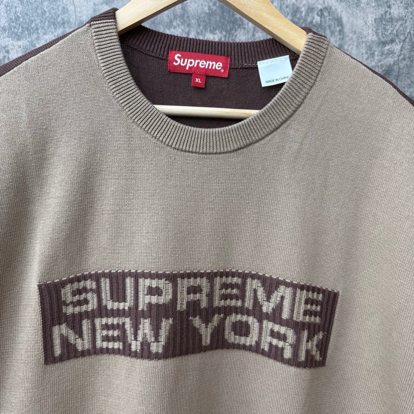 Supreme 2-Tone Sweater Dark Brown SZ XL (NEW)