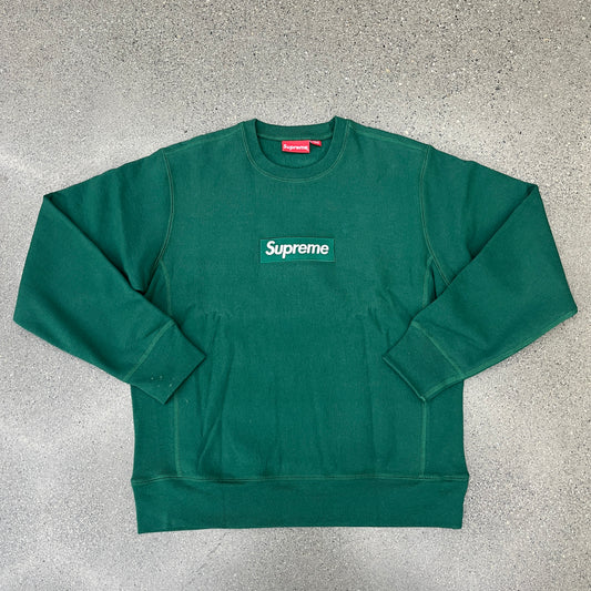 Supreme Box Logo Crewneck Pine Green FW18 SZ M (NEW)