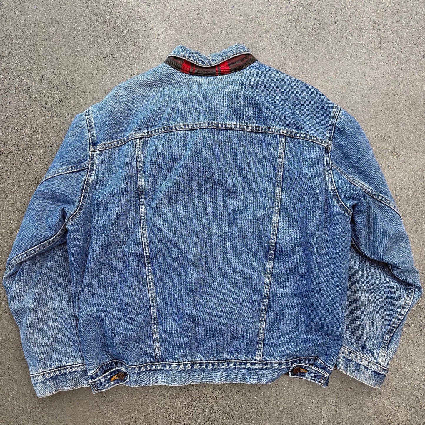 Levi Denim Jacket Plaid Lined Red SZ L/XL