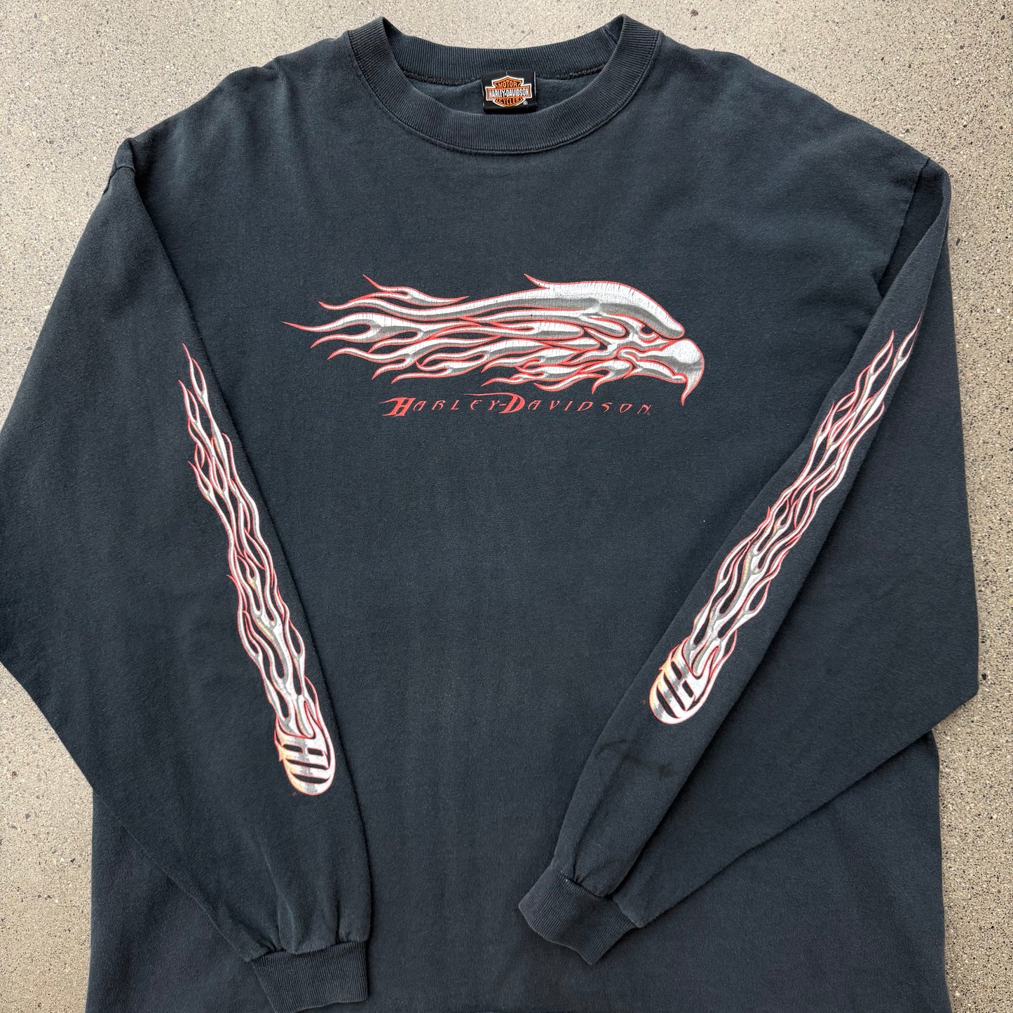 Harley L/S Chrome Eagle W/ Chrome Flame Sleeves SZ XL