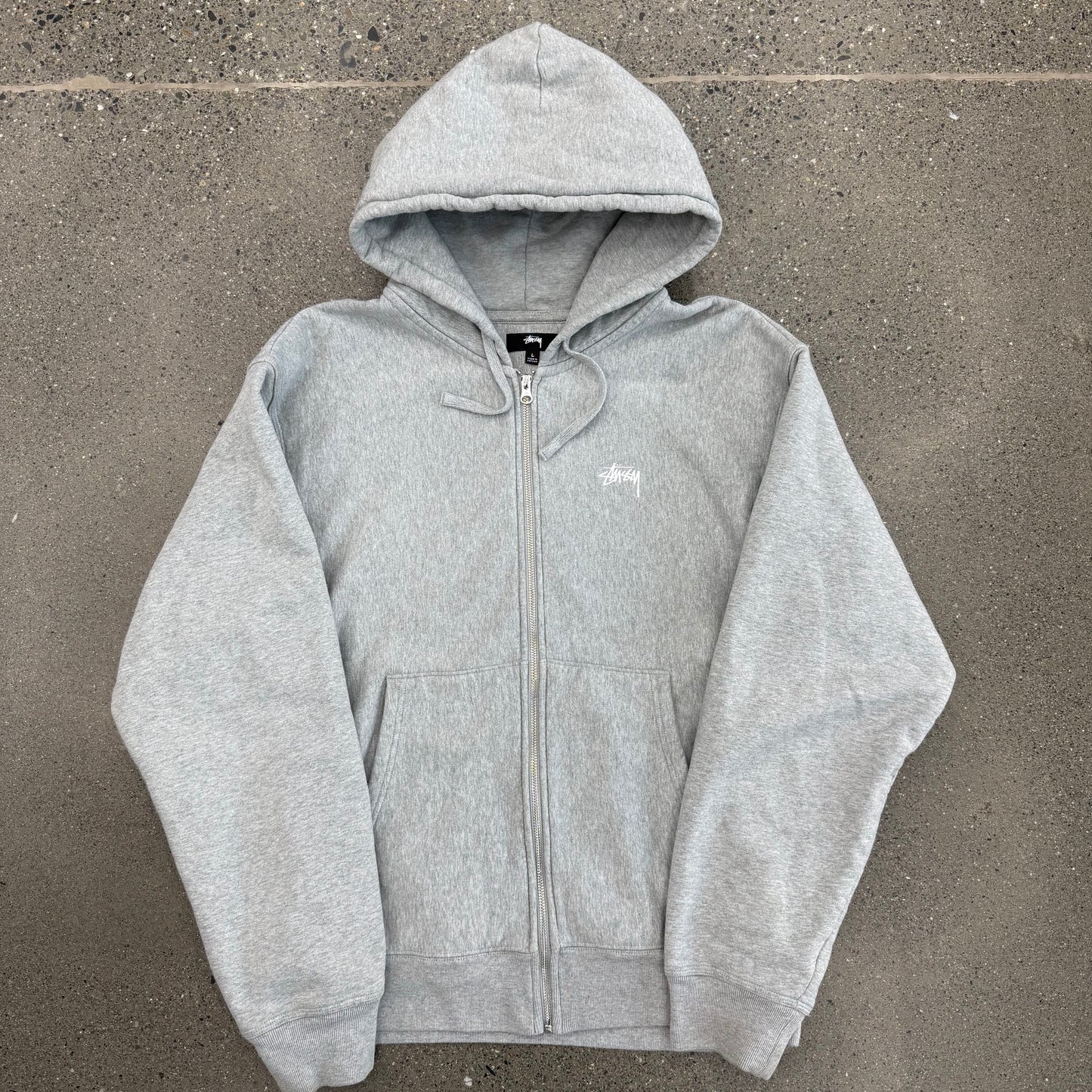 Stussy Heather Grey Zip Up SZ L