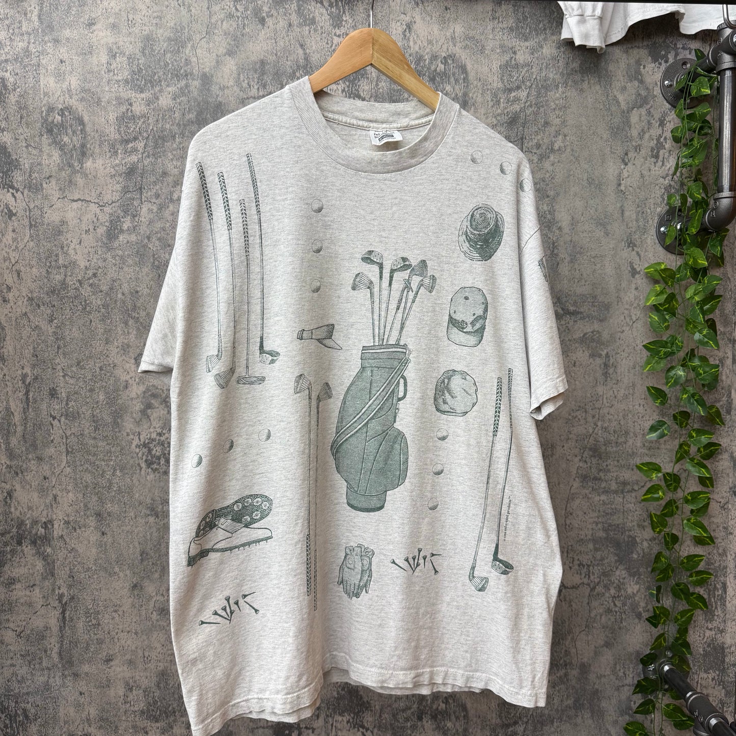 1994 AOP Heather Grey Golf Tee SZ XL