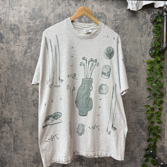 1994 AOP Heather Grey Golf Tee SZ XL