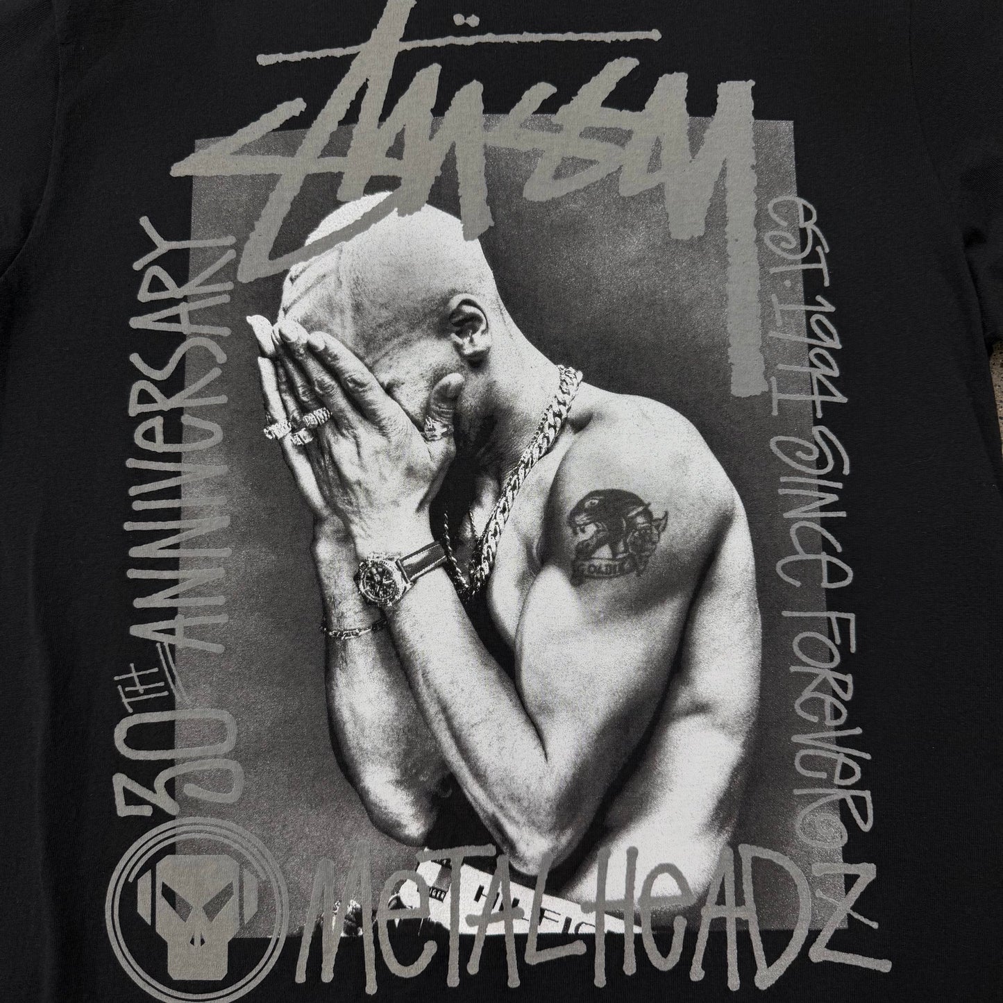 Stussy 30th Anniversary Metal Headz Tee SZ M