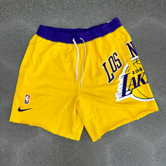 Nike Lakers Sweat Shorts Yellow SZ L (NEW)