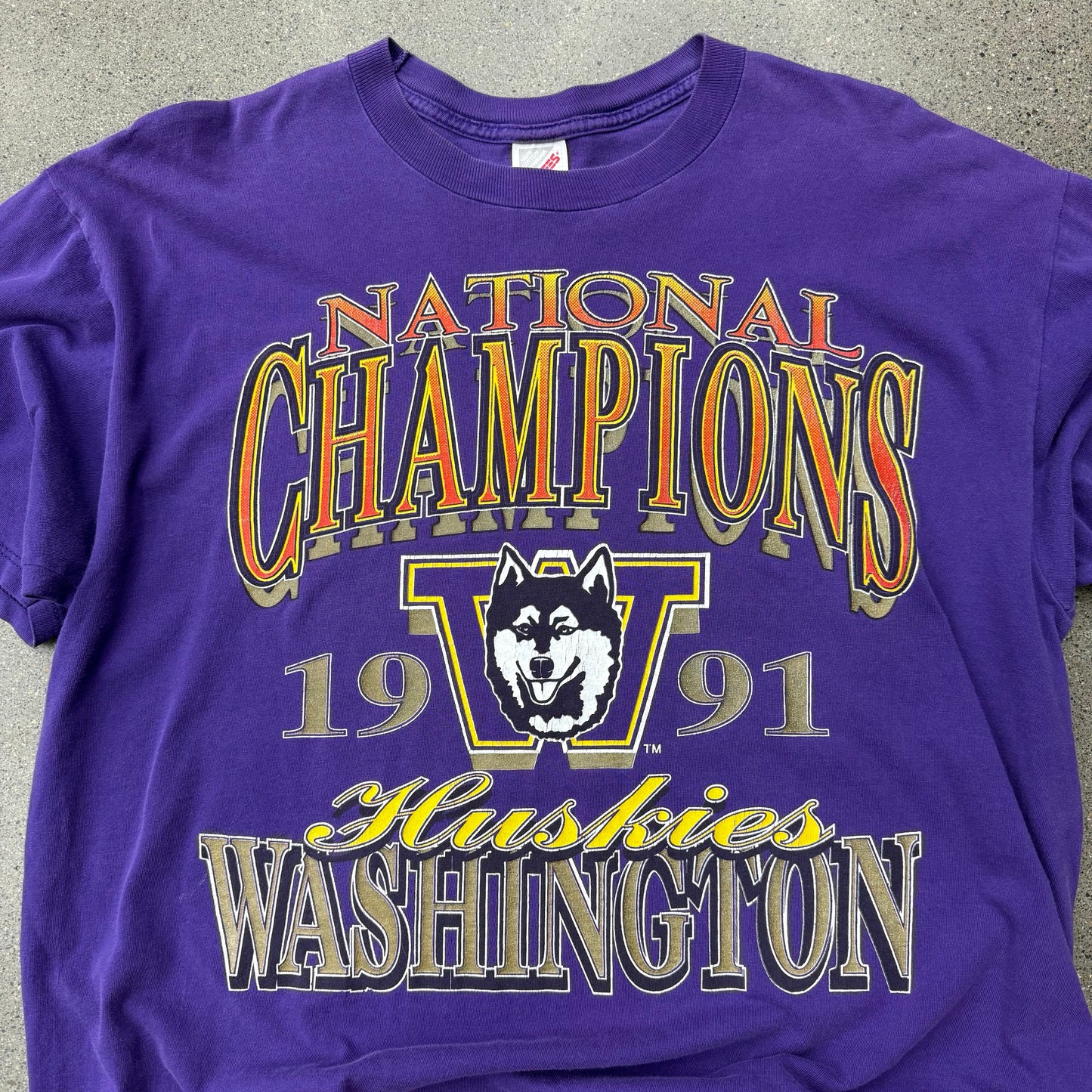 1991 Washington Huskies National Champs Purple Tee SZ XL