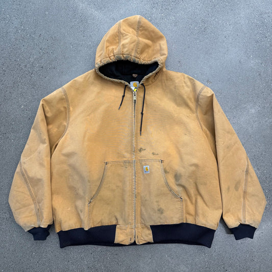Carhartt Dark Tan Hooded Jacket W/ Black Lining SZ 4XL