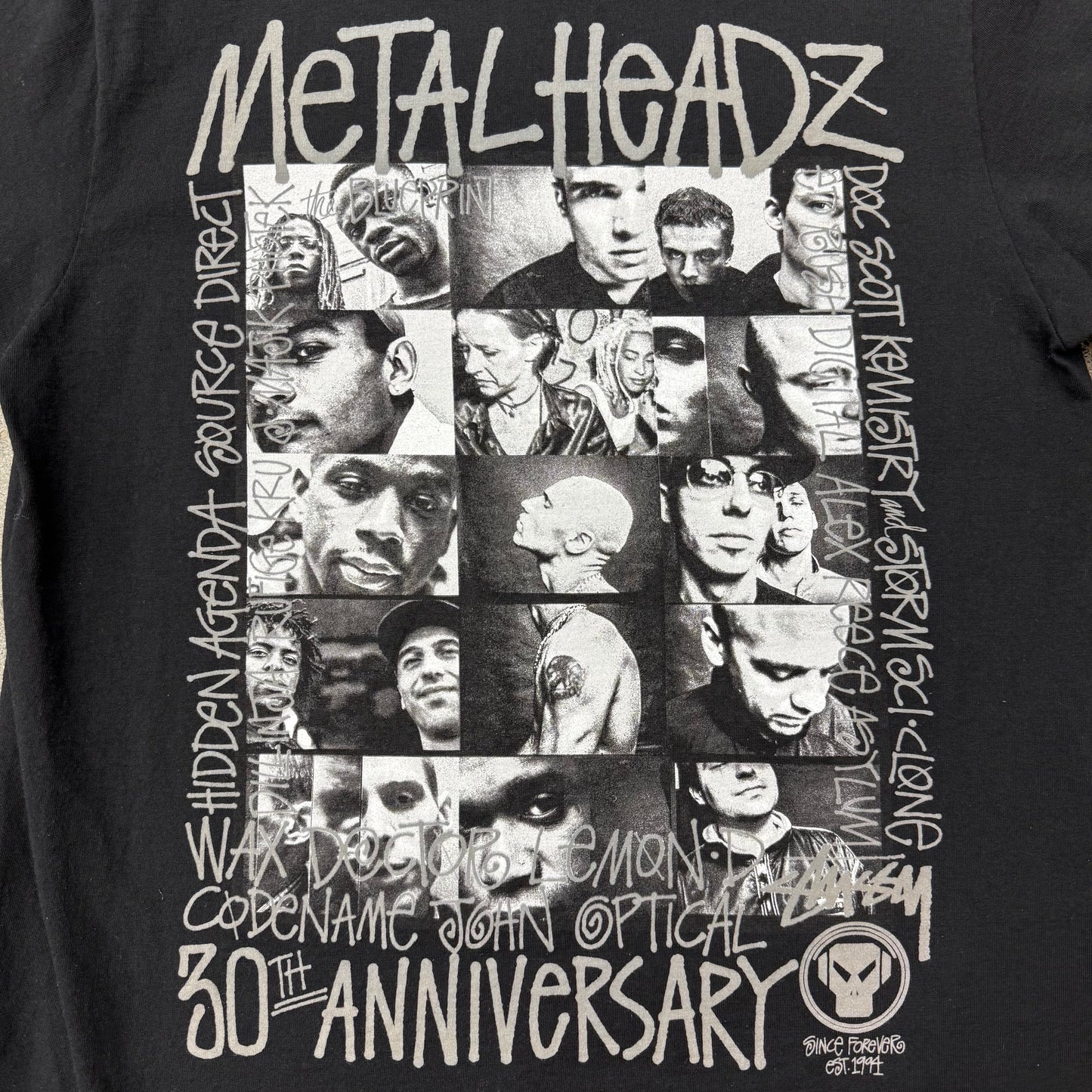 Stussy 30th Anniversary Metal Headz Tee SZ M