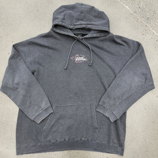 Y2K No Fear Center Logo Skate Grey Hoodie SZ 2XL