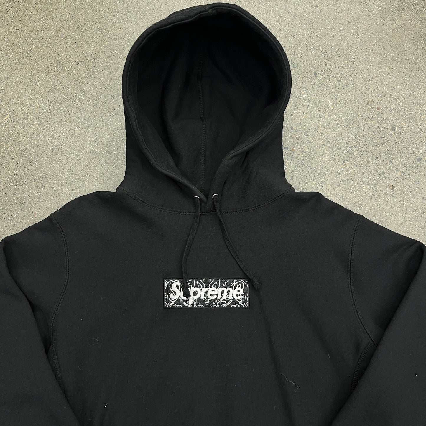 Supreme Box Logo Bandana Hoodie Black SZ M