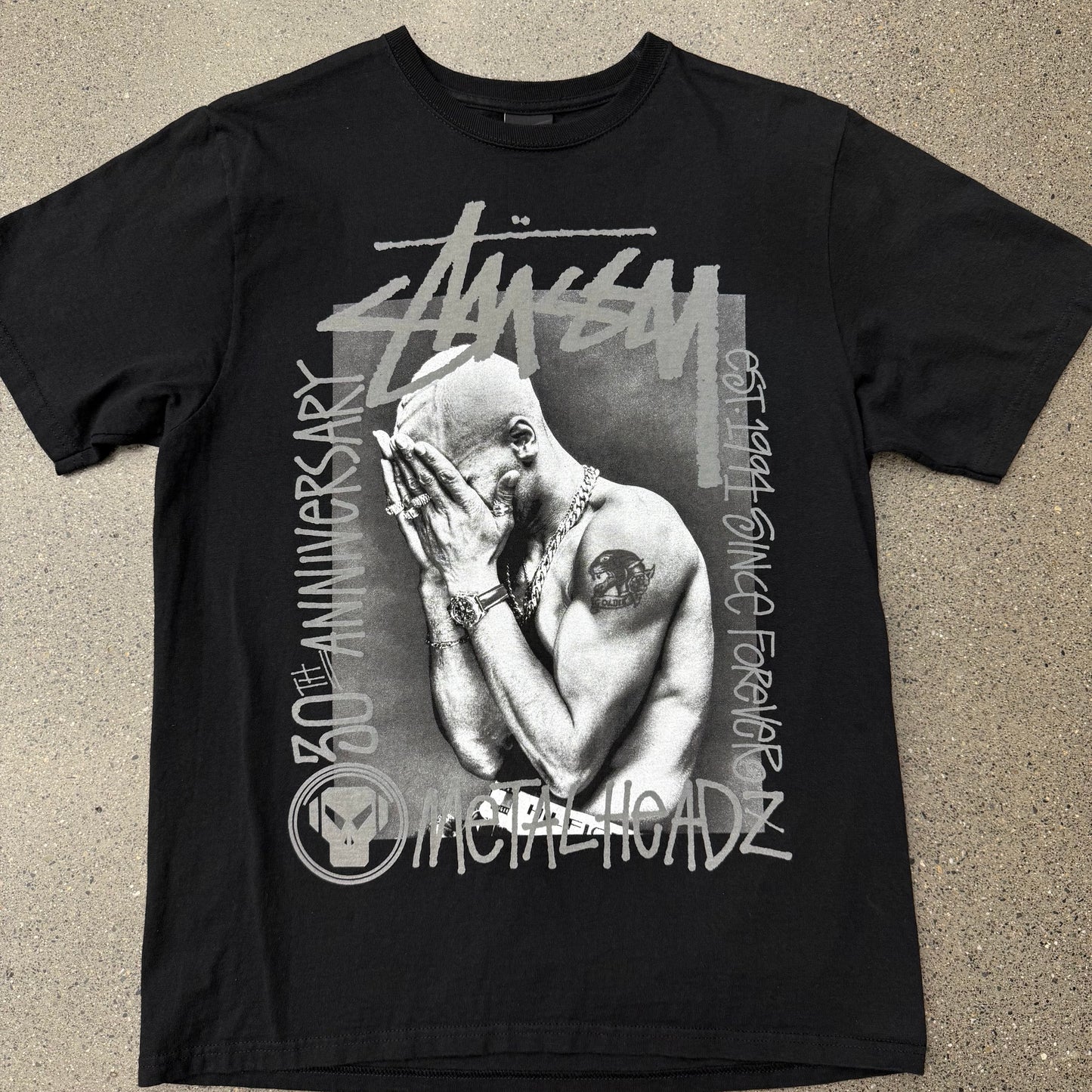 Stussy 30th Anniversary Metal Headz Tee SZ M