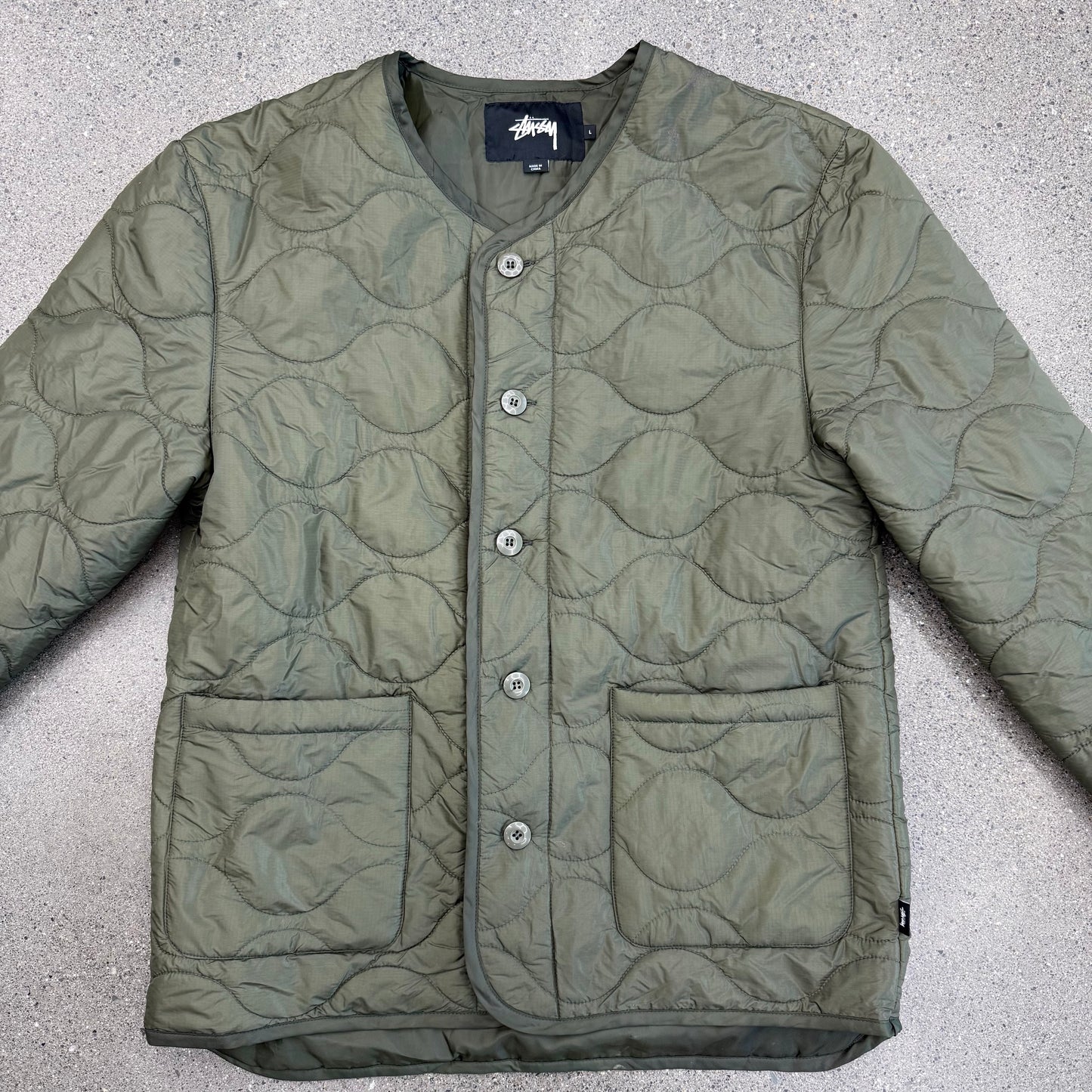 Stussy Quilted Liner Olive Green SZ L