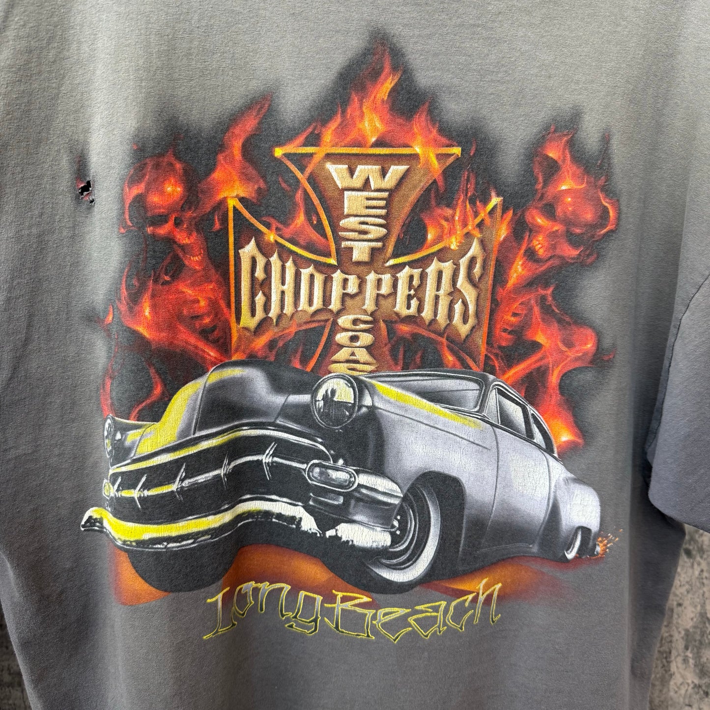 West Coast Choppers Tee Faded Paint Splatter SZ XL
