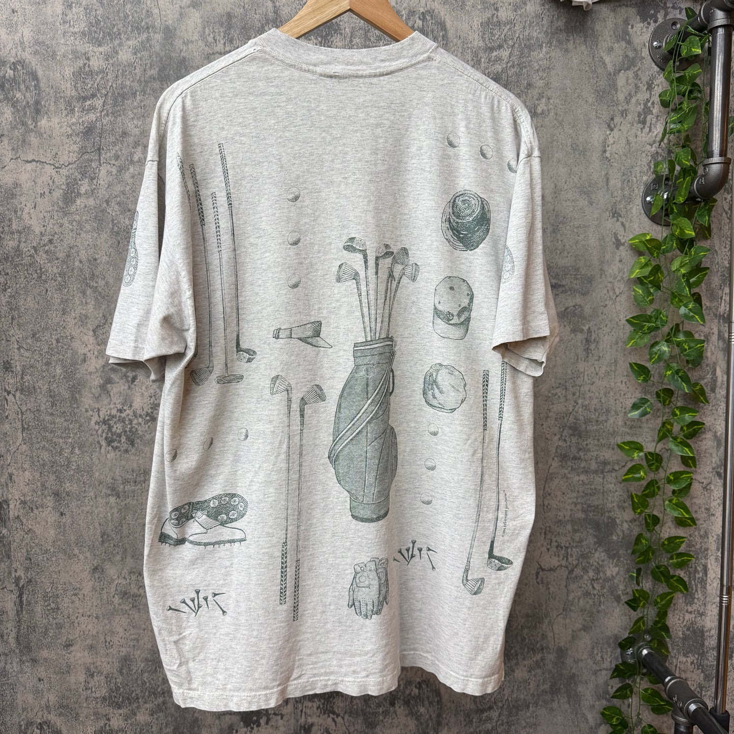 1994 AOP Heather Grey Golf Tee SZ XL