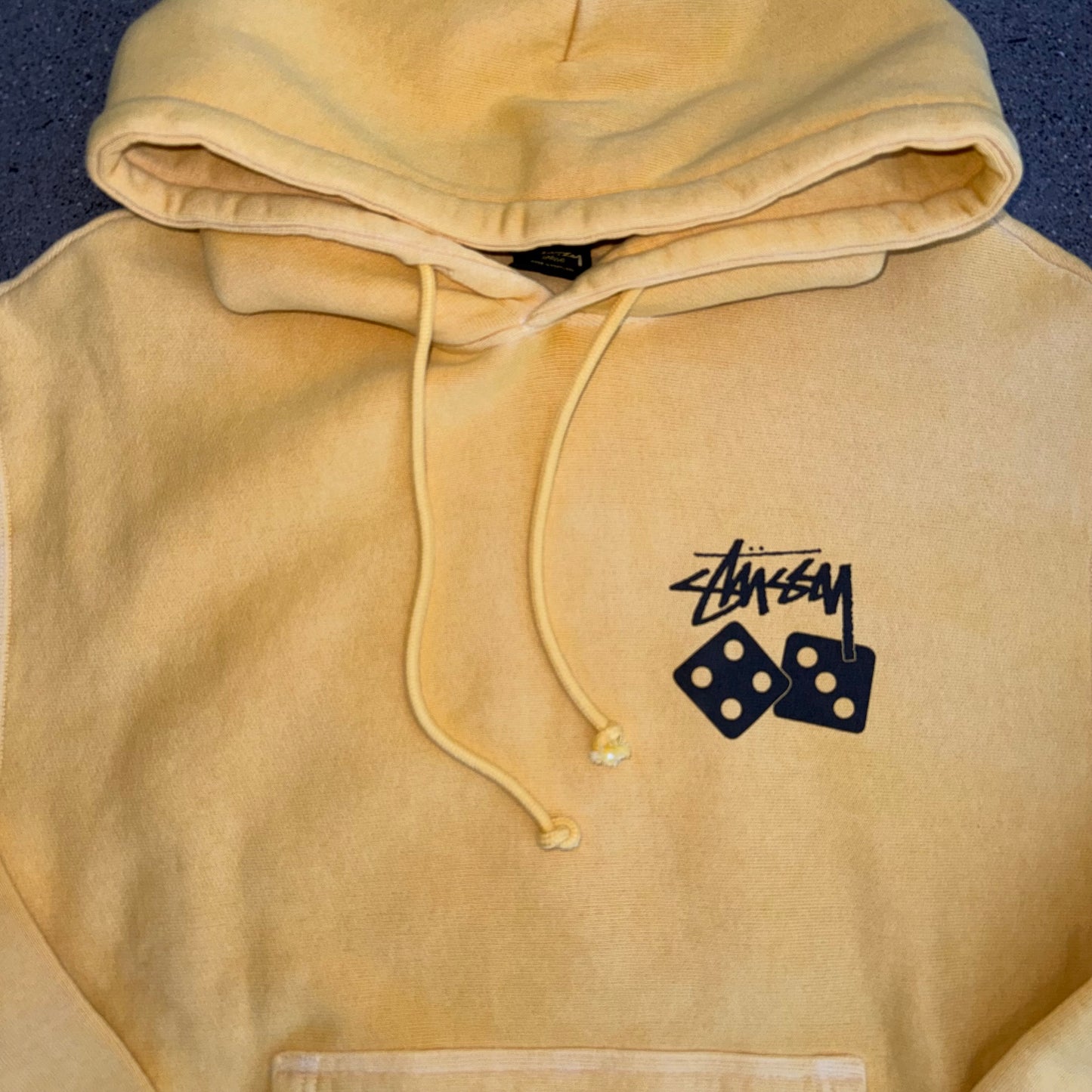 Stussy Dice Hoodie Pigment Dyed Yellow SZ L