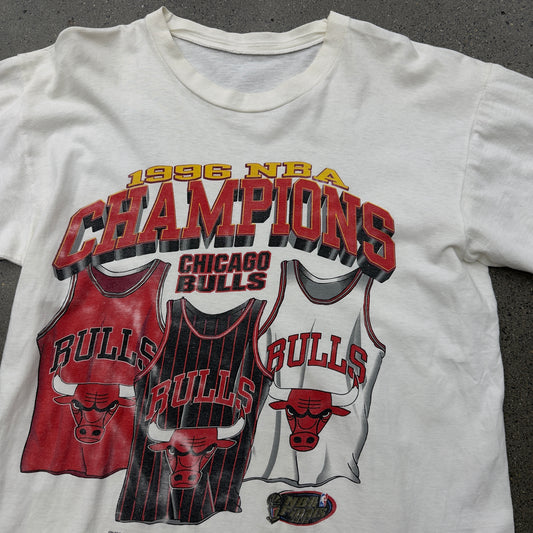 1996 NBA Champs Chicago Bulls Jersey Tee SZ L
