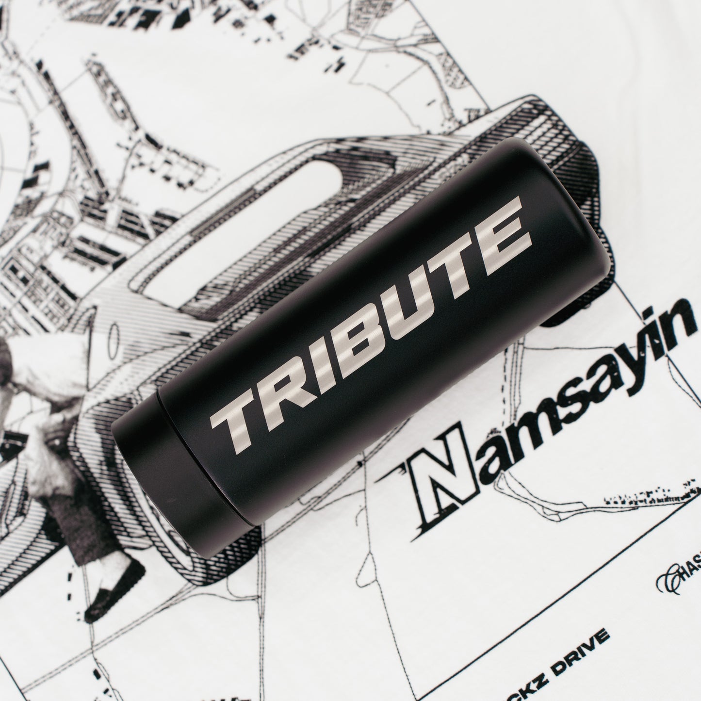 Tribute x Namsayin 360 Traveler 16oz Water Bottle (Black/Chrome)