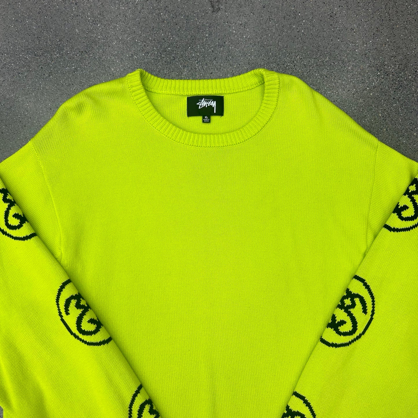 Stussy Lime Green Sweater SZ XL