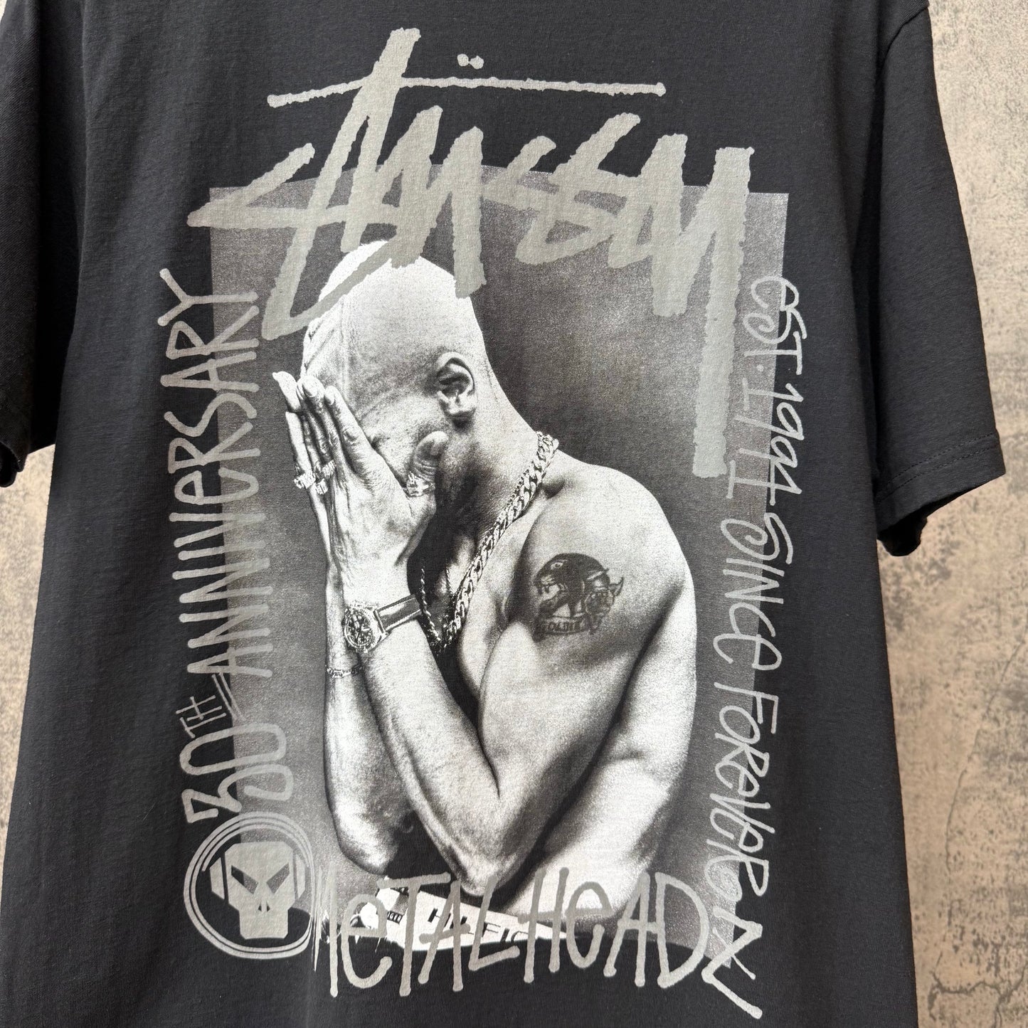 Stussy 30th Anniversary Metal Headz Tee SZ M