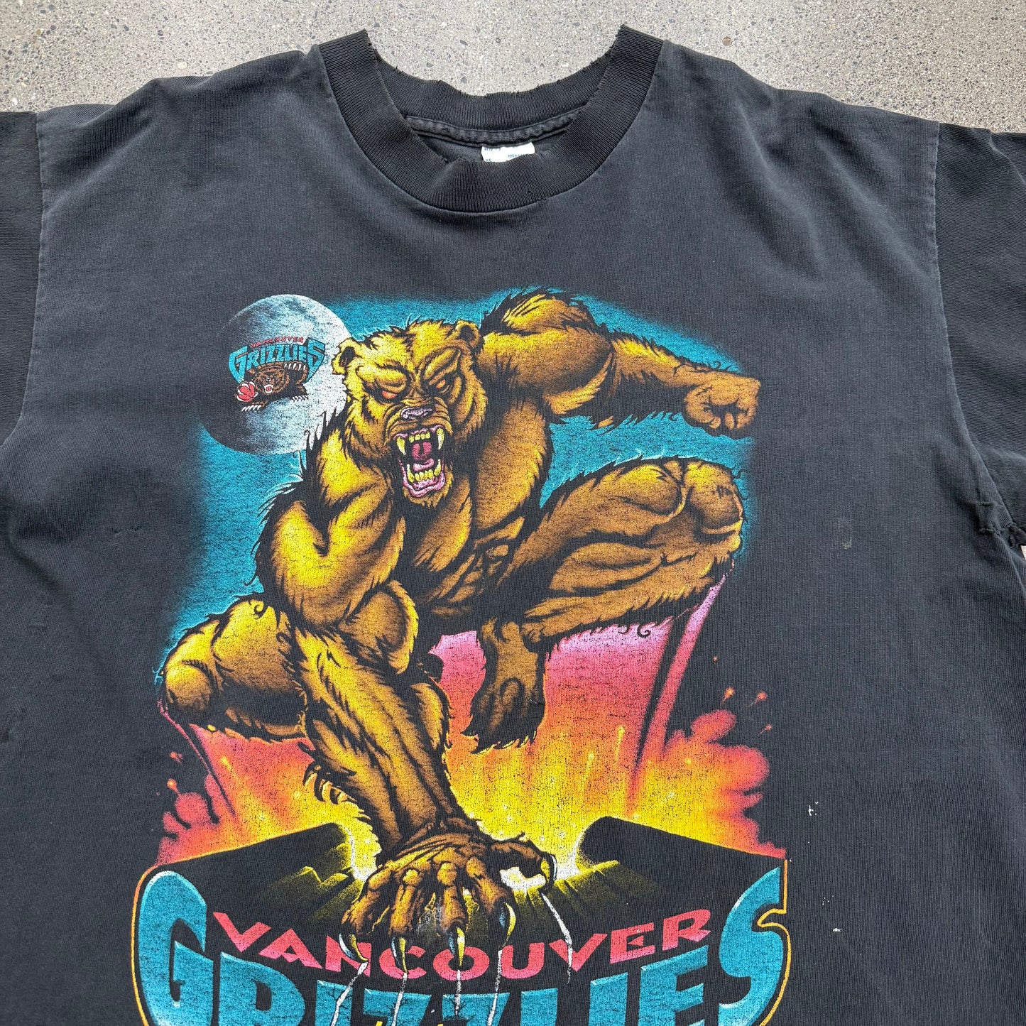 90s Vancouver Grizzlies Mascot Comic Hero Tee SZ XL
