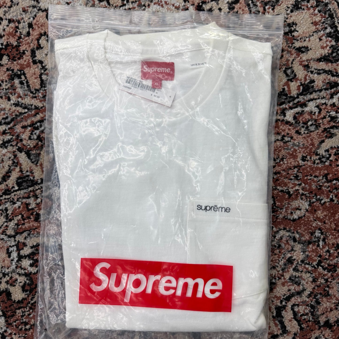 Supreme S/S White Pocket Tee SZ XL (NEW)