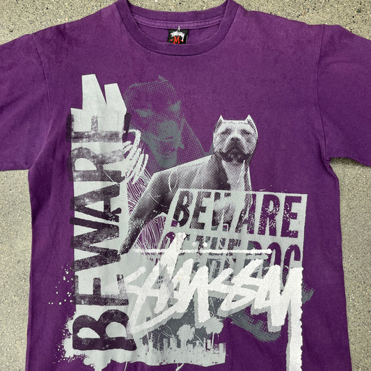 Stussy Beware of Dog Purple Tee SZ M