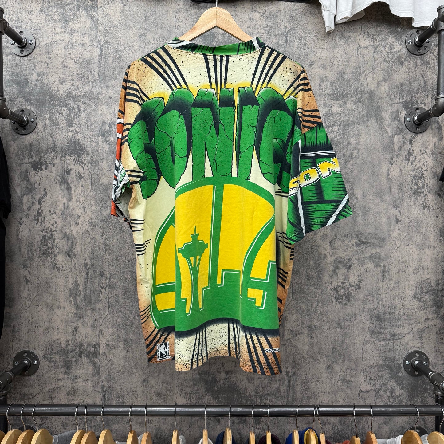 90s Sonics Magic Johnson AOP Tee SZ XL
