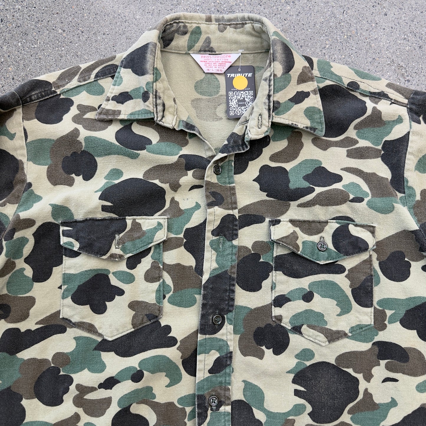 80s FrostProof Duck Camo Button Up SZ L