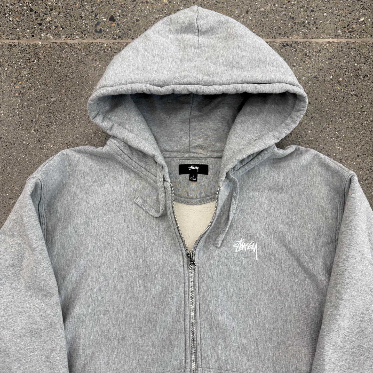 Stussy Heather Grey Zip Up SZ L