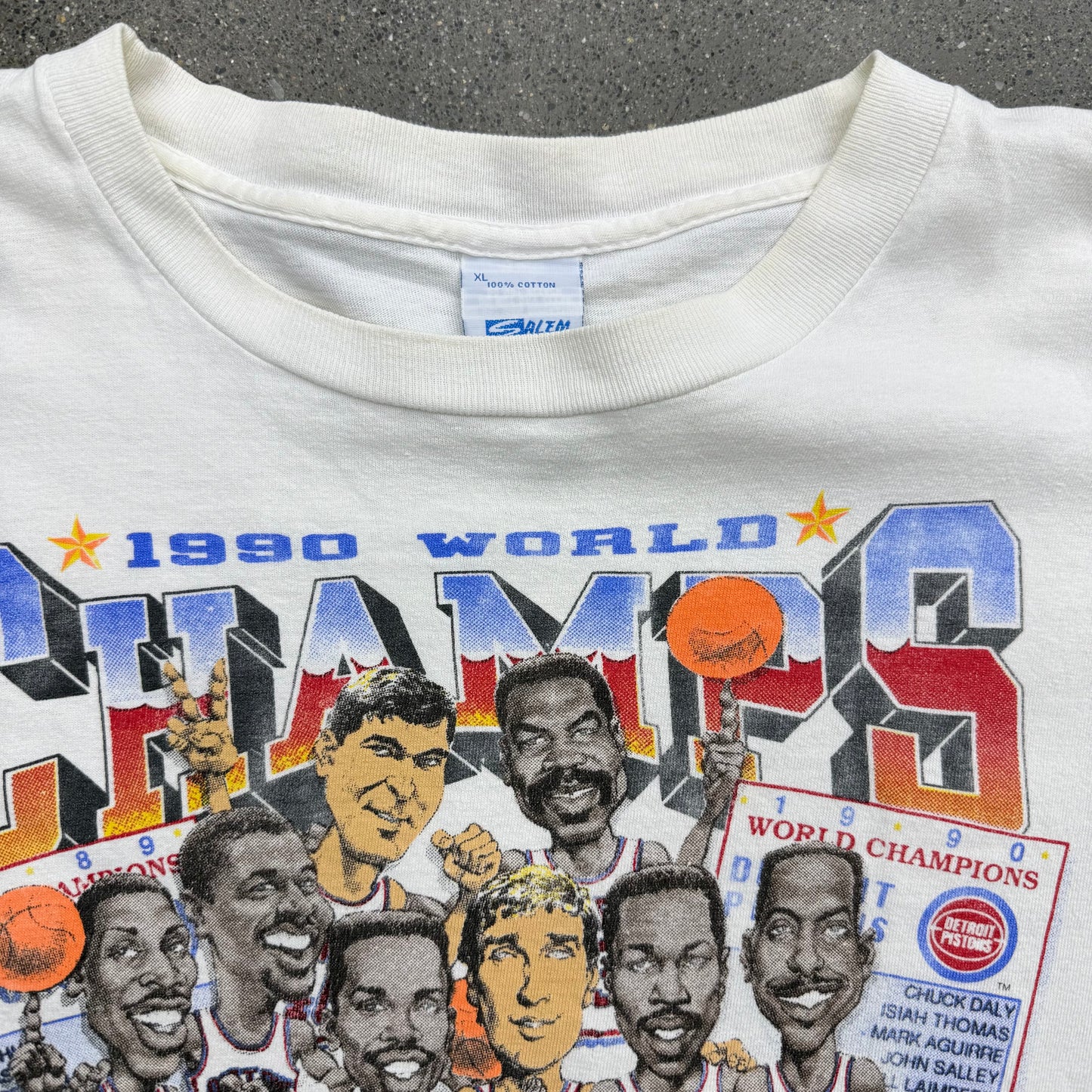 1990 World Champs Detroit Pistons B2B Tee SZ XL